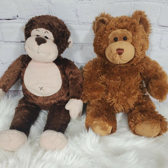 Build A Bear Lot of 2 Brown Bear & Monkey - Picture 1 of 7